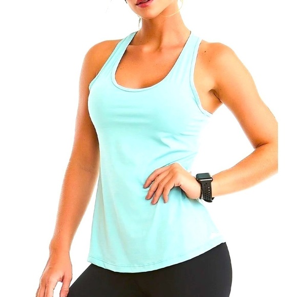 Women’s F21 Turquoise Workout T-Shirt Crisscross Back Size S - Picture 1 of 12